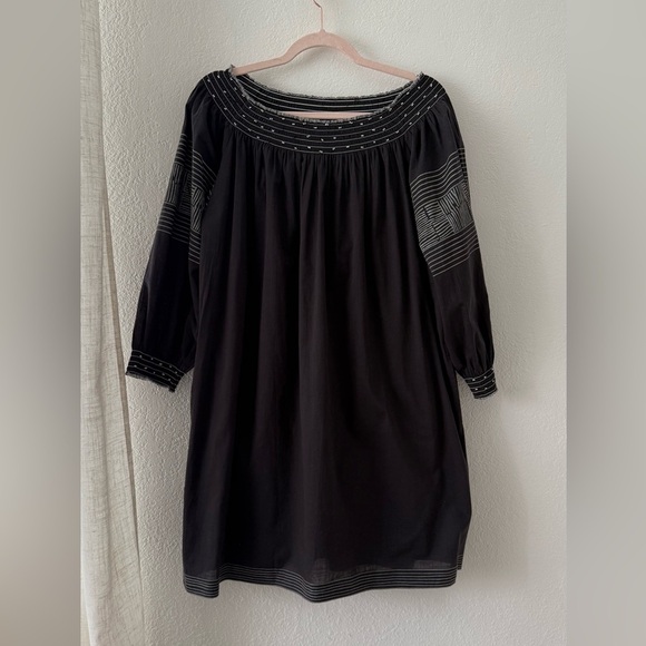 Velvet By Graham & Spencer Boho Peasant Cotton Beaded Smock Tunic Dress Size S - Picture 3 of 13